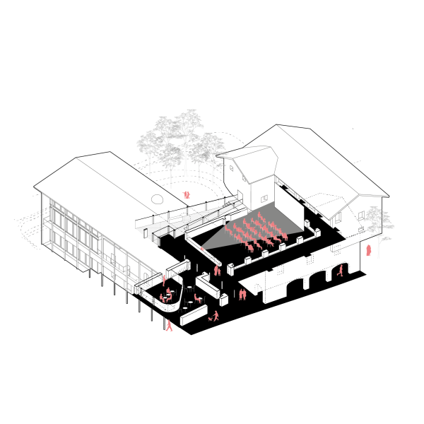 Die Piazza kann auch als Openair-Kino genutzt werden