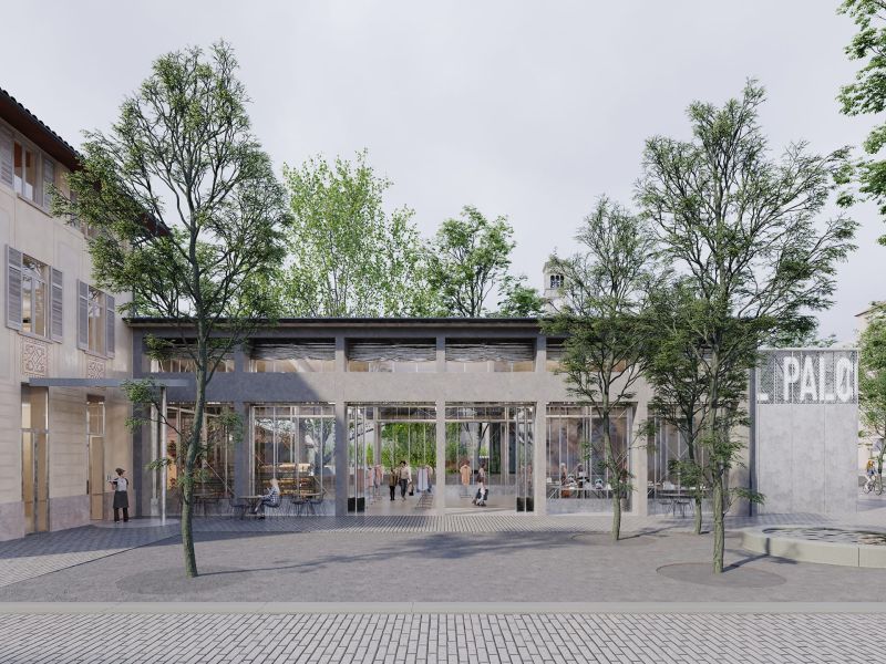 Eingang Aussen mit Fensterfassade