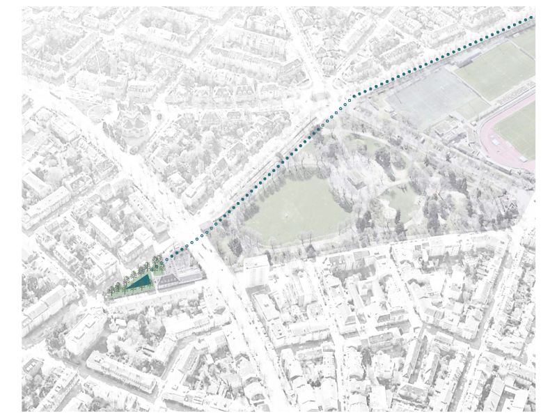 adh₂oC Dorenbach: blau-grüne Intervention entlang des Gewässerraums als Kühl- und Aufenthaltssequenz.