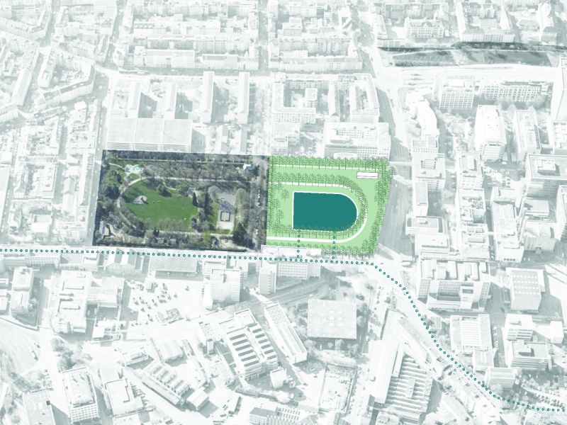 adh₂oC Horburg / Horburgsee: Reaktivierter Wasserraum als klimaaktiver Aufenthaltsort – Wasserfläche und Vegetationsränder als urbane Kühlinsel.